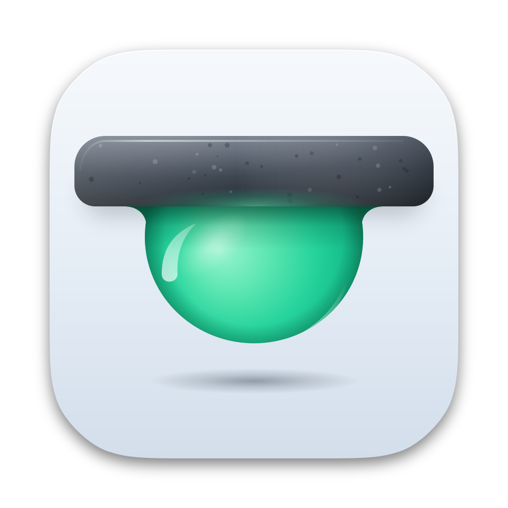 Brimlet app icon: a green drop hanging from a dark bar, like a notch