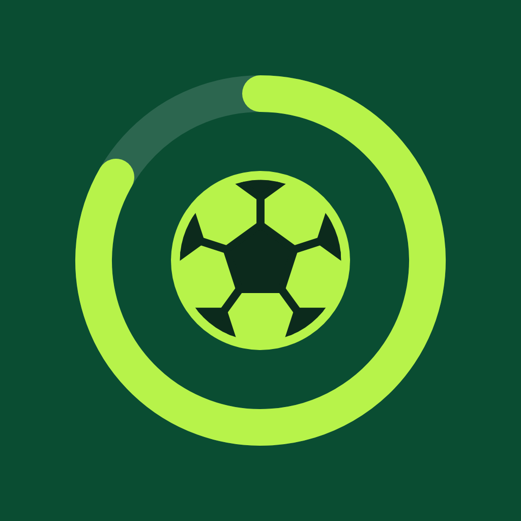 Turfling app icon: a lime football inside a lime ring, on dark green